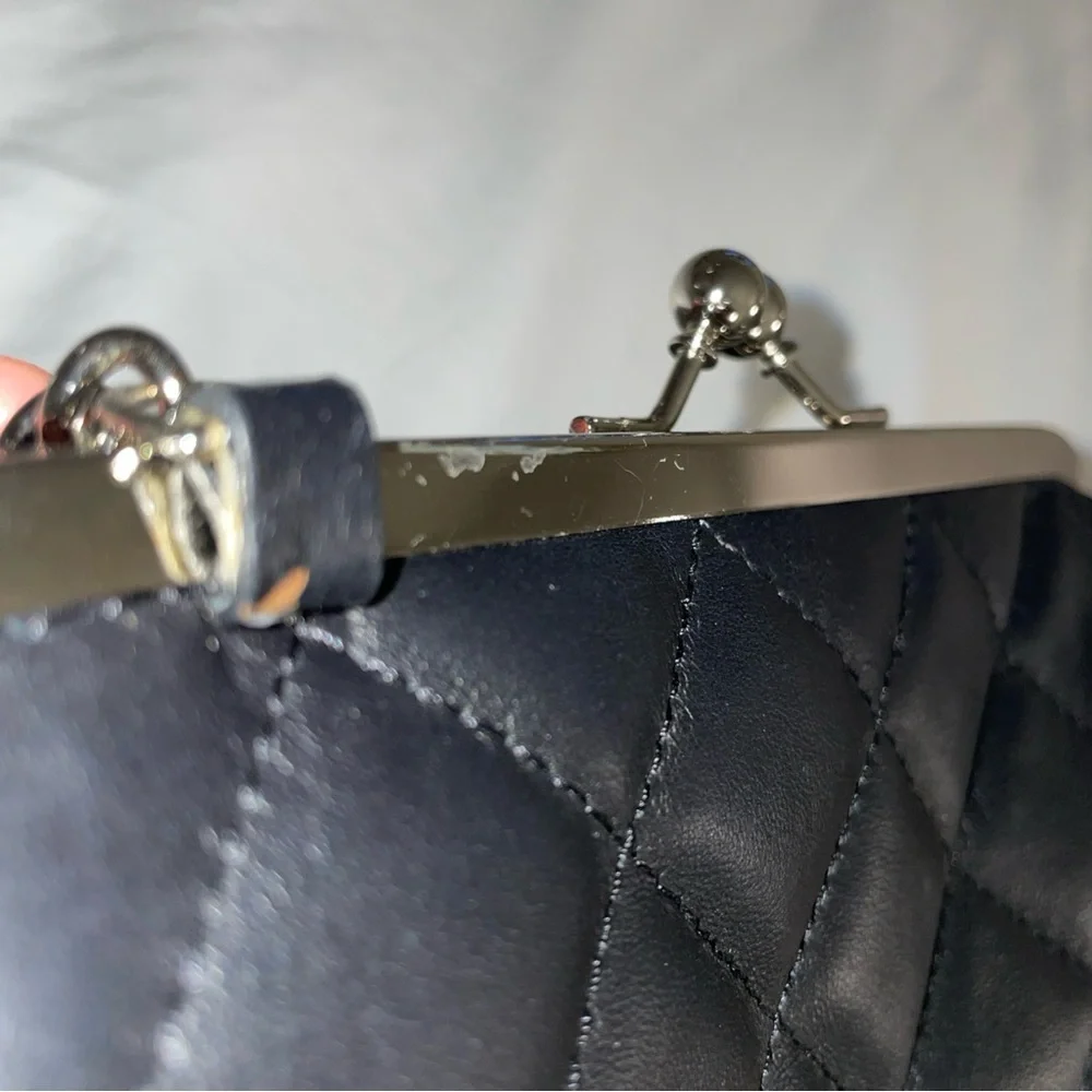 Margot New York Quilted Leather Chain Strap Clutch‎ Bag 12x5